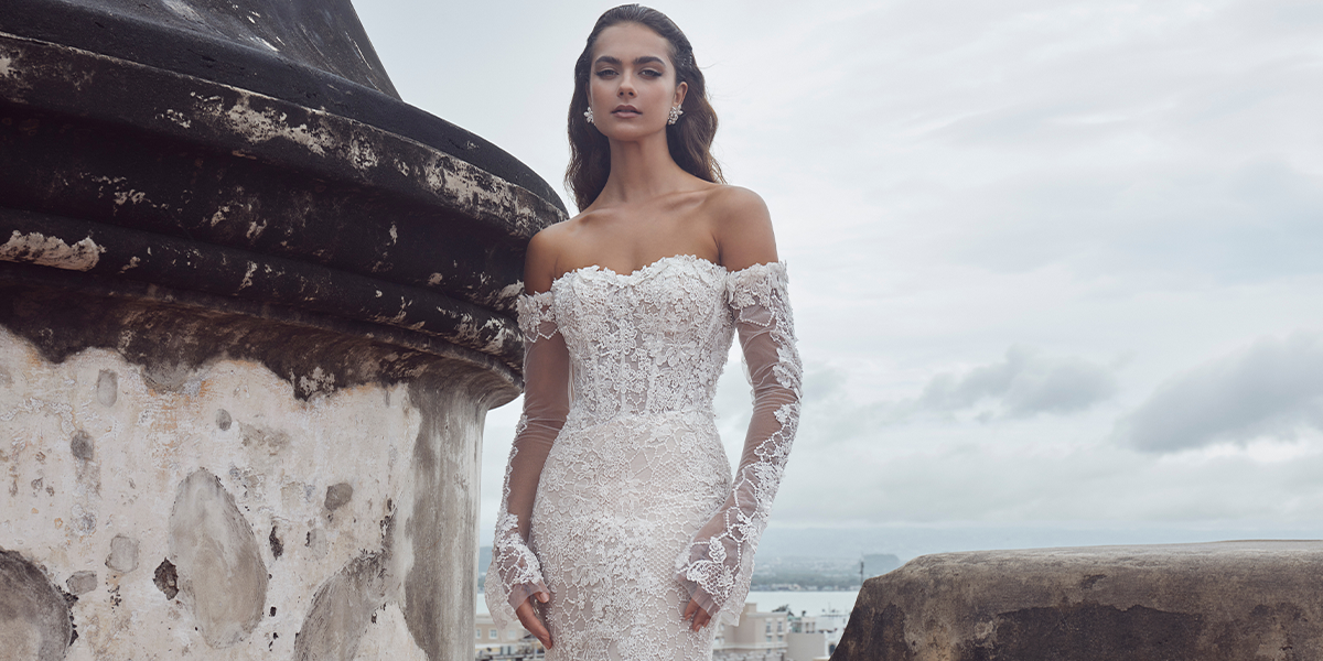 Off the Shoulder Wedding Dress with Sleeves and Lace