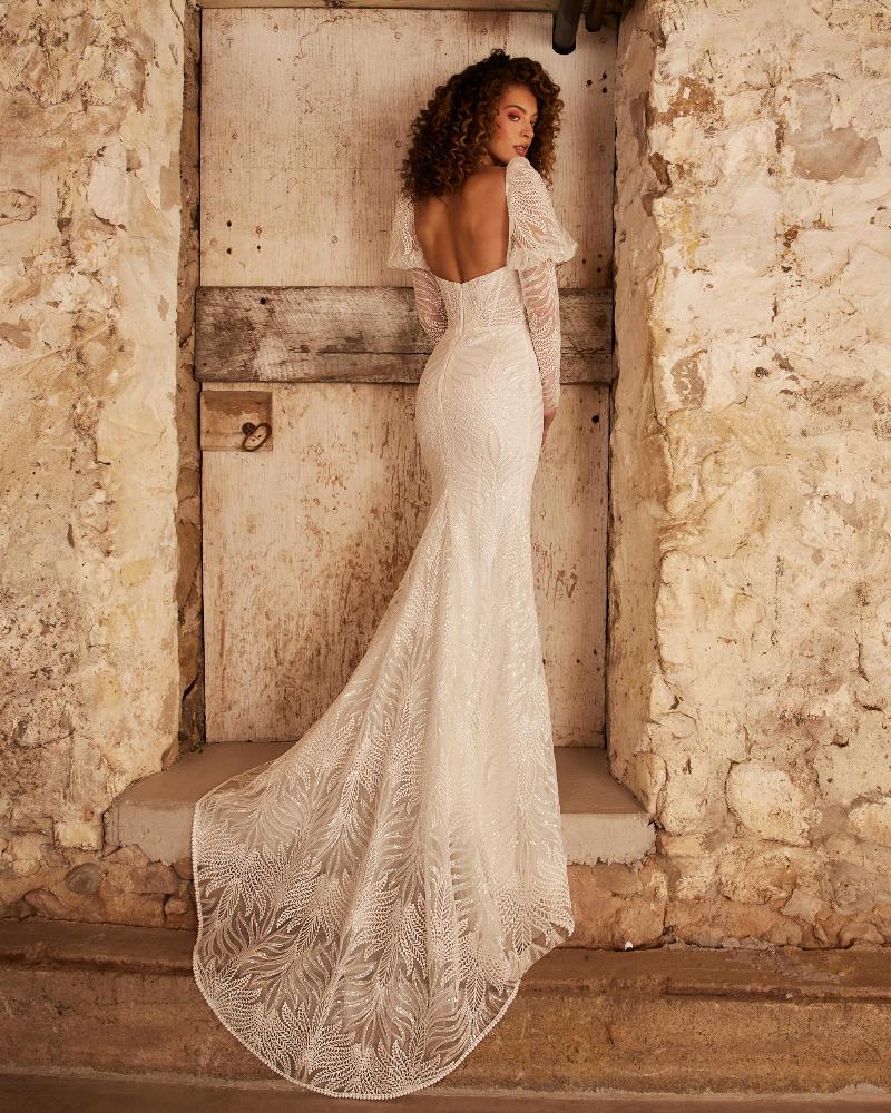 Modern Boho Wedding Dress With Removable Sleeves And Overskirt